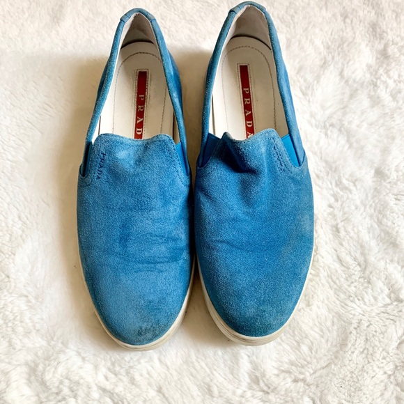 Prada suede blue slip on shoe - Picture 1 of 6